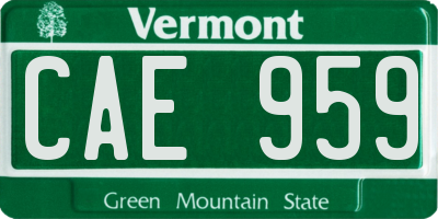 VT license plate CAE959