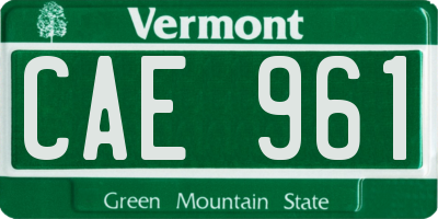 VT license plate CAE961