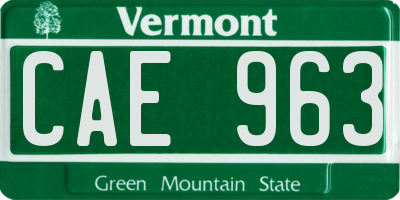 VT license plate CAE963