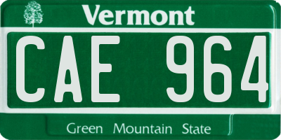 VT license plate CAE964