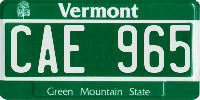 VT license plate CAE965