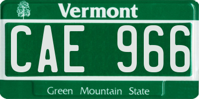 VT license plate CAE966