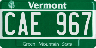 VT license plate CAE967