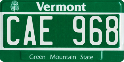VT license plate CAE968