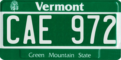VT license plate CAE972