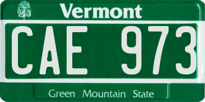 VT license plate CAE973