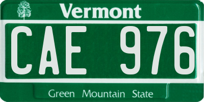 VT license plate CAE976