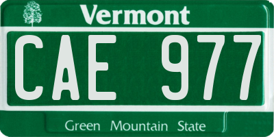 VT license plate CAE977