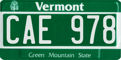VT license plate CAE978