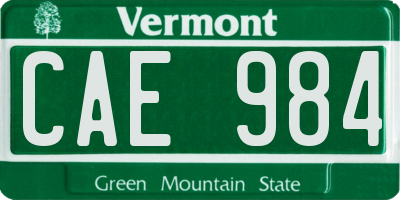 VT license plate CAE984