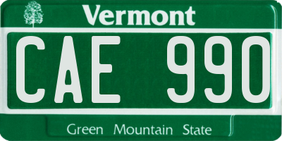 VT license plate CAE990