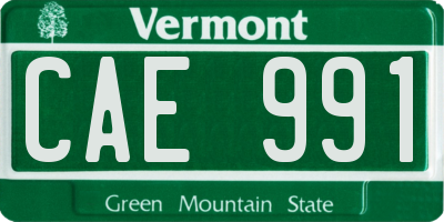 VT license plate CAE991