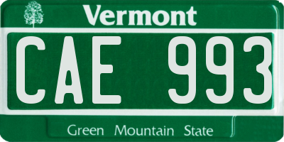 VT license plate CAE993