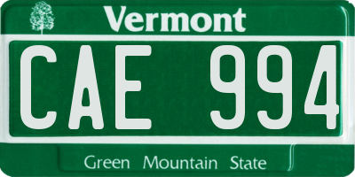 VT license plate CAE994