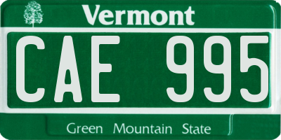 VT license plate CAE995