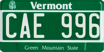 VT license plate CAE996