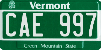 VT license plate CAE997
