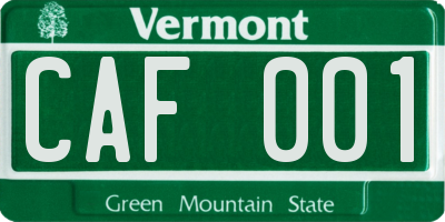 VT license plate CAF001