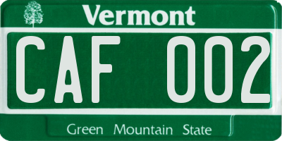 VT license plate CAF002