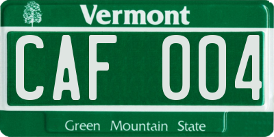 VT license plate CAF004