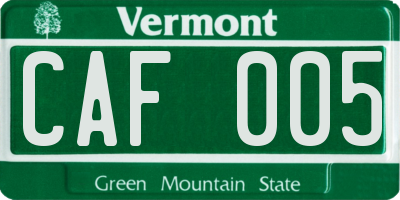 VT license plate CAF005