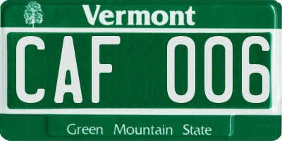 VT license plate CAF006