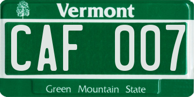 VT license plate CAF007