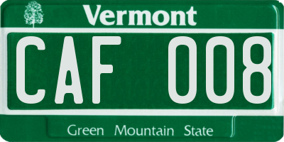 VT license plate CAF008