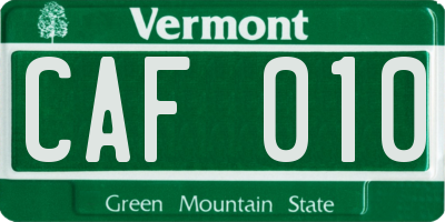 VT license plate CAF010