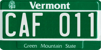 VT license plate CAF011