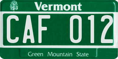 VT license plate CAF012