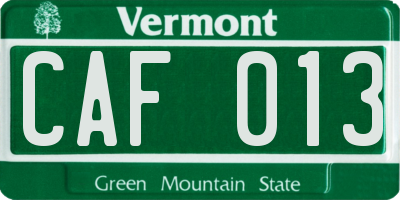 VT license plate CAF013
