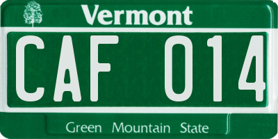 VT license plate CAF014