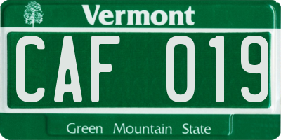 VT license plate CAF019