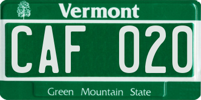 VT license plate CAF020