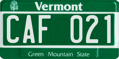 VT license plate CAF021