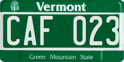 VT license plate CAF023