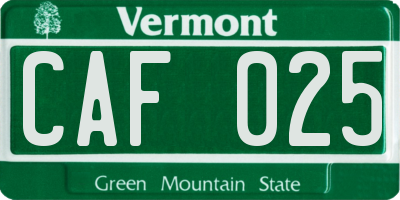 VT license plate CAF025