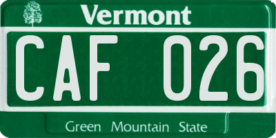 VT license plate CAF026