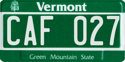 VT license plate CAF027