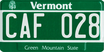 VT license plate CAF028