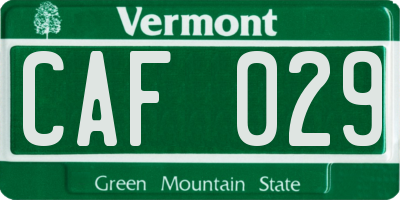 VT license plate CAF029