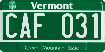 VT license plate CAF031