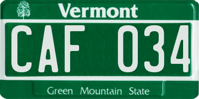 VT license plate CAF034