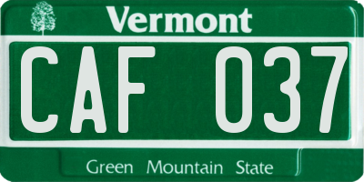 VT license plate CAF037