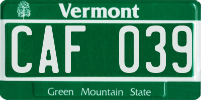 VT license plate CAF039