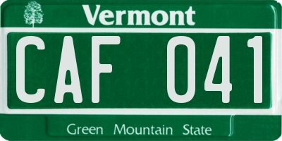 VT license plate CAF041