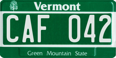 VT license plate CAF042