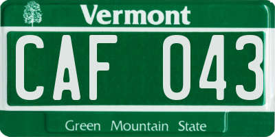 VT license plate CAF043