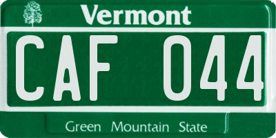 VT license plate CAF044